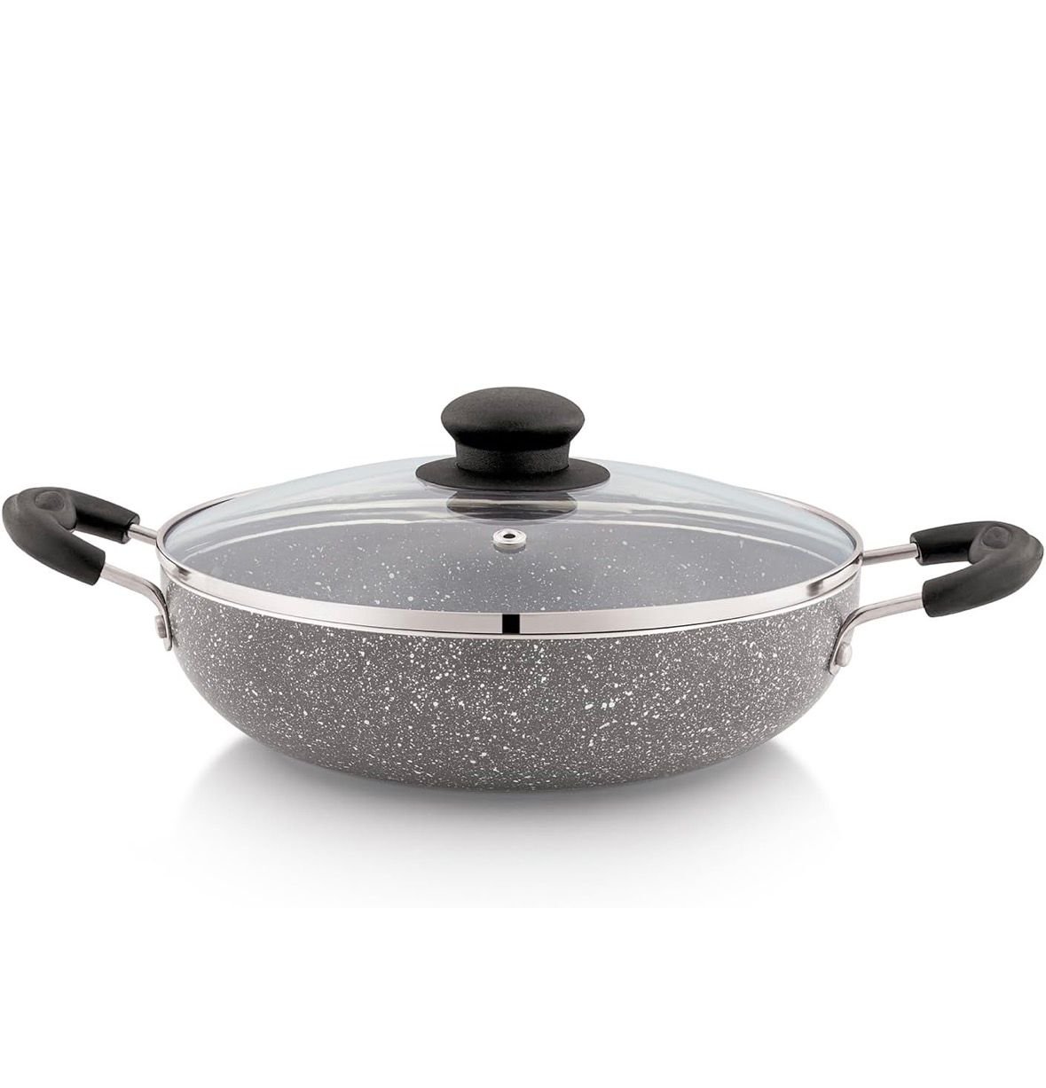 Solimo Non-Stick Kadai with Glass Lid | Granite Finish | Induction Base