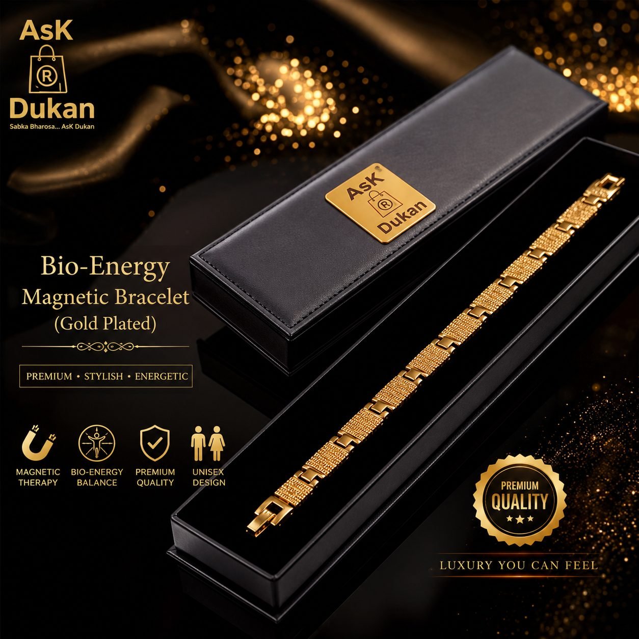AsK®Dukan Bio-Energy Magnetic Bracelet (Gold Plated)